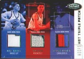 2002-03 Hoops Hot Prospects Triple Patch #10 Miller/Ming/Wagner #ed to 75