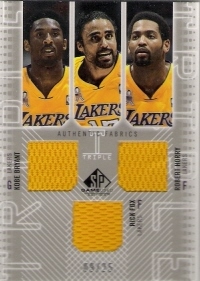 2002-03 SP Game Used Authentic Fabrics Triple #4 Bryant/Fox/Horry #ed to 25