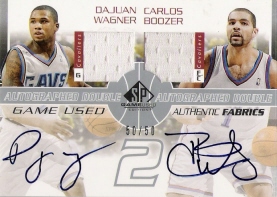 2003-04 SP Game Used Authentic Fabrics Dual Autographs #8 D.Wagner/C.Boozer #ed to 50