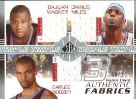 2003-04 SP Game Used Authentic Fabrics Triple #2 Wagner/Miles/Boozer #ed to 25