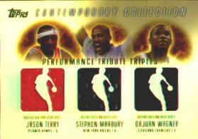2003-04 Topps Contemporary Collection Performance Tribute Triples Terry/Marbury/Wagner #ed to 200