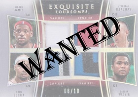 2004-05 Exquisite Collection Foursomes Patches #JDIW LeBron/Gooden/Ilgauskas/Wagner #ed to 10