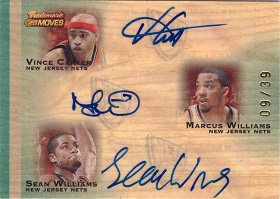 2007-08 Topps Trademark Moves Triple Ink #CWW Vince Carter/Marcus Williams/Sean Williams #ed to 39